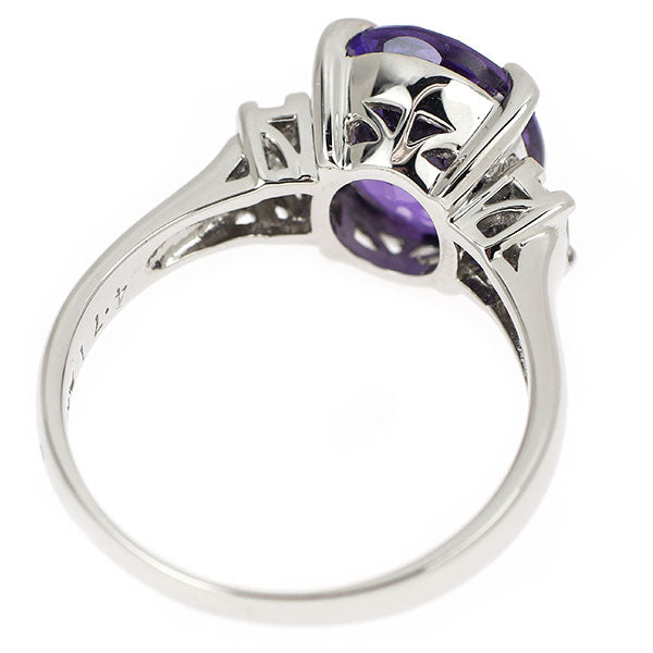 Pt900 パープルサファイア ダイヤモンド リング 4.71ct D0.24ct