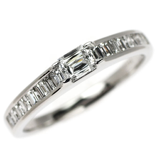 Pt950 クリスカット/バケットカット ダイヤモンド リング 0.358ct F SI1 D0.40ct