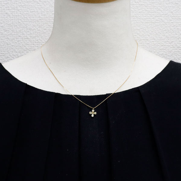K18YG ダイヤモンド ペンダントネックレス 0.38ct フラワー