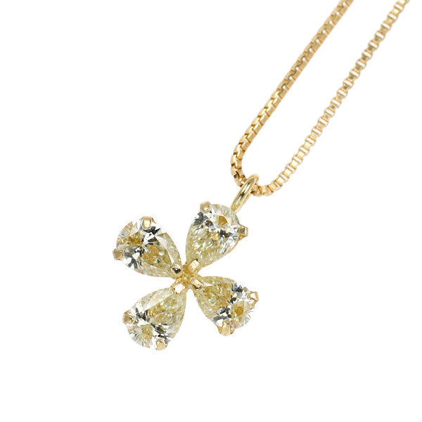 K18YG ダイヤモンド ペンダントネックレス 0.38ct フラワー