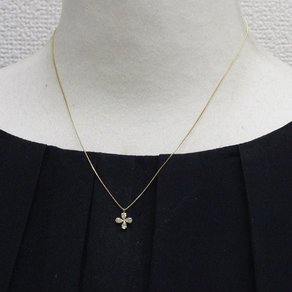 K18YG ダイヤモンド ペンダントネックレス 0.38ct フラワー