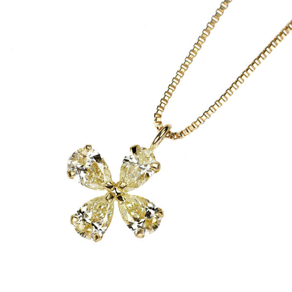K18YG ダイヤモンド ペンダントネックレス 0.38ct フラワー