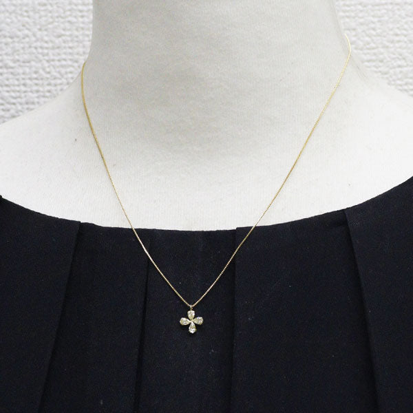 K18YG ダイヤモンド ペンダントネックレス 0.38ct フラワー