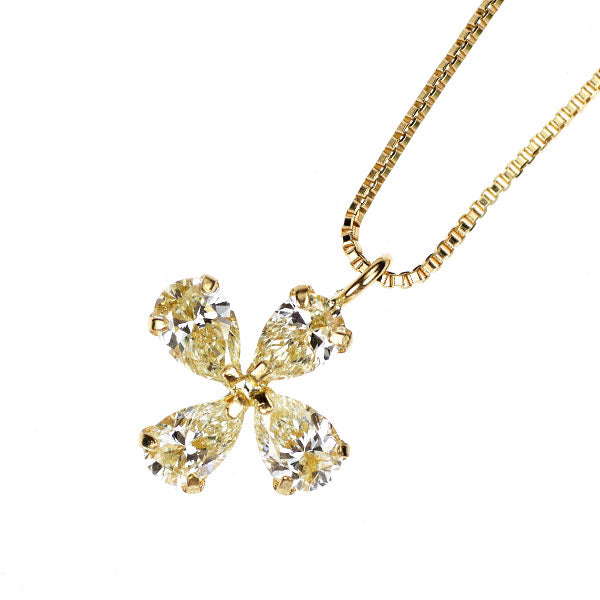 K18YG ダイヤモンド ペンダントネックレス 0.38ct フラワー