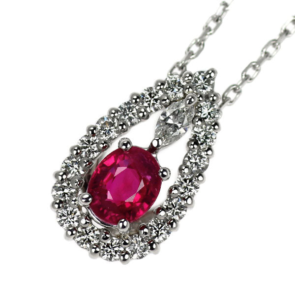Pt900/ Pt850 ルビー ダイヤモンド ペンダントネックレス 0.53ct D0.29ct