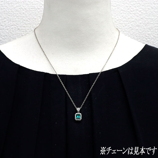 クレサンベール Pt950 再結晶エメラルド ダイヤモンド ペンダント