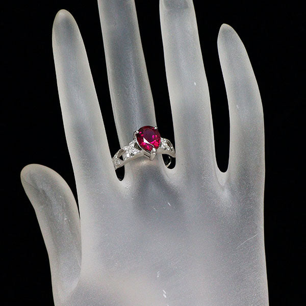 Pt900 ルベライト ダイヤモンド リング 2.77ct D0.30ct