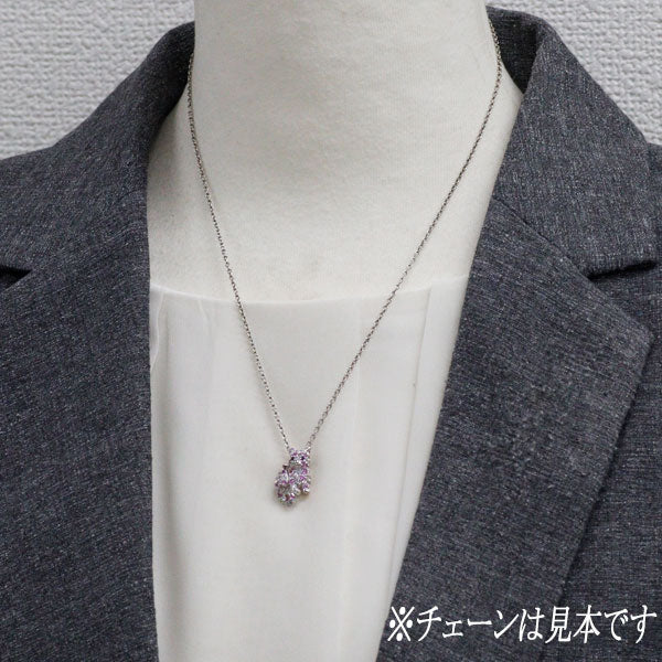 K18WG ピンク/ホワイトサファイア ブラックダイヤモンド ペンダントトップ 猫