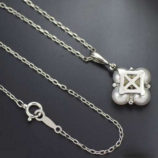 美品 ミキモト ネックレス クロス アコヤ真珠 パール幅4.5mm重さ3.2g ミキモト K18WG アコヤ 真珠/パール ダイヤモンド ペンダント