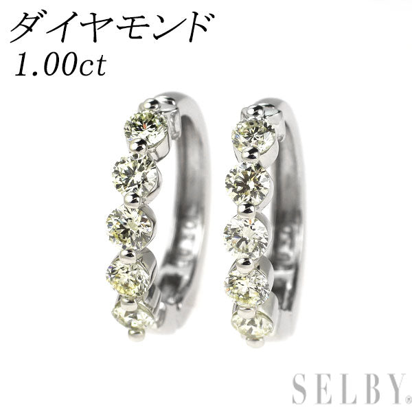Pt900 ダイヤモンド フープ イヤリング 1.00ct ピアリング
