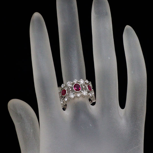 Pt900 ルビー ダイヤモンド リング 1.54ct D0.68ct