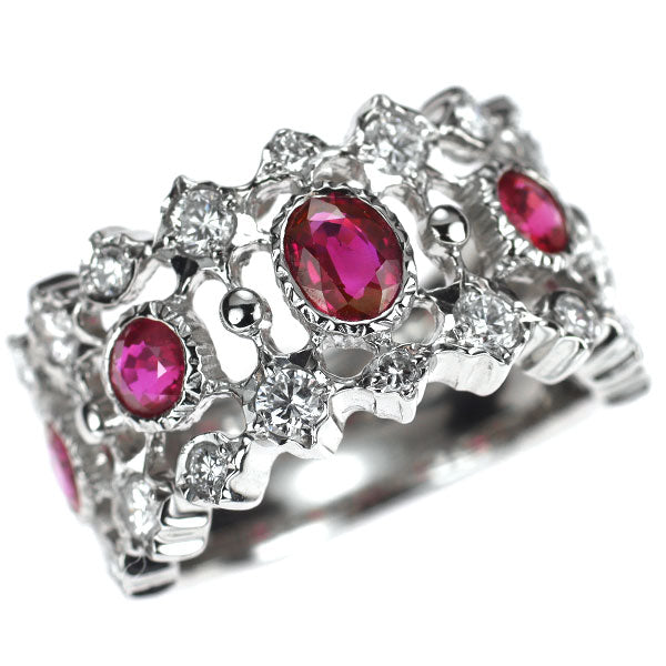 Pt900 ルビー ダイヤモンド リング 1.54ct D0.68ct