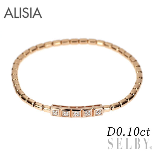 Alisia K18PG ダイヤモンド ブレスレット 0.10ct 伸縮式 — セルビー