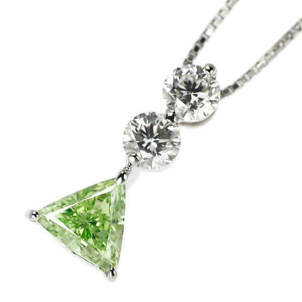 Pt950/Pt850 トリートグリーンダイヤモンド ペンダントネックレス 0.703ct FIG VS2 D0.59ct