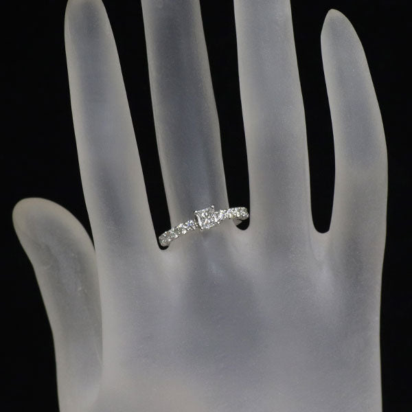 ダイヤモンドシライシ Pt950 プリンセスカット ダイヤモンド リング 0.381ct D0.410ct