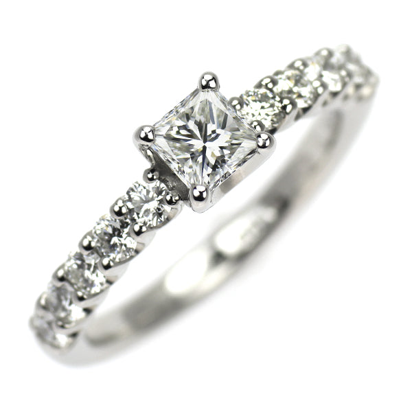 ダイヤモンドシライシ Pt950 プリンセスカット ダイヤモンド リング 0.381ct D0.410ct