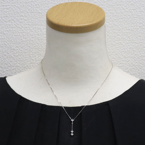 K18WG プリンセスカット ダイヤモンド ペンダントネックレス 0.31ct