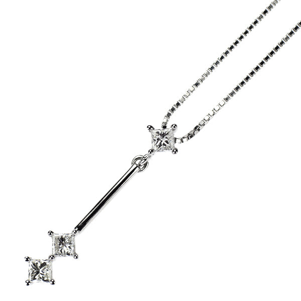 K18WG プリンセスカット ダイヤモンド ペンダントネックレス 0.31ct