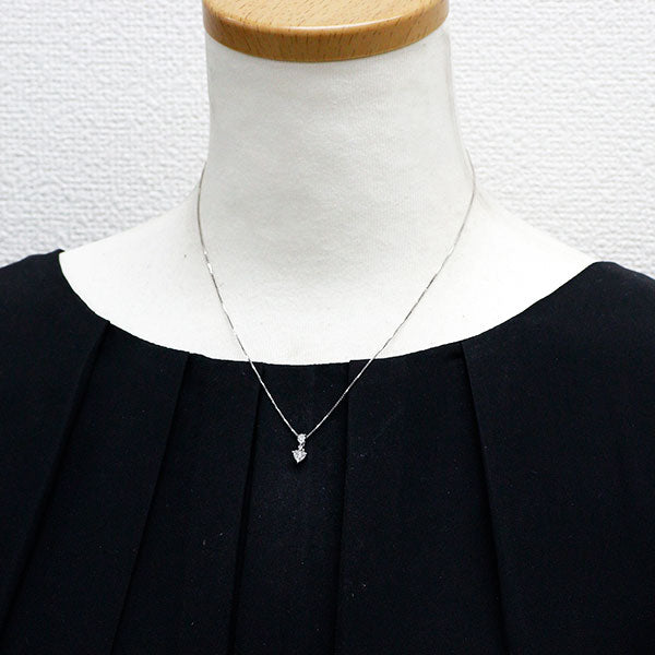 K18WG ハートシェイプ ダイヤモンド ペンダントネックレス 0.214ct PD0.02ct D0.17ct