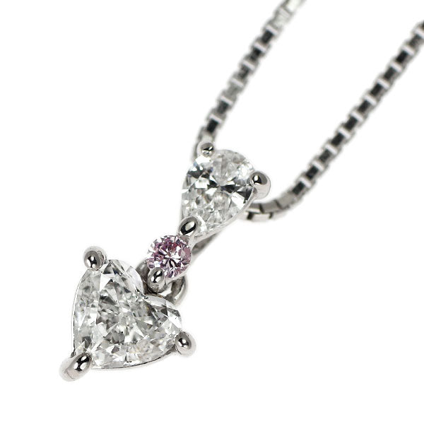 K18WG ハートシェイプ ダイヤモンド ペンダントネックレス 0.214ct PD0.02ct D0.17ct