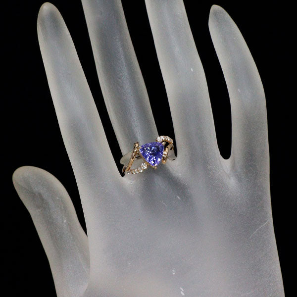 K18PG/ Pt900 タンザナイト ダイヤモンド リング 1.62ct D0.15ct