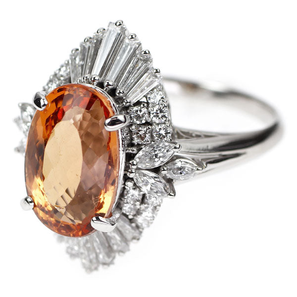 三越 Pt900 インペリアル トパーズ ダイヤモンド リング 5.93ct D1.29ct