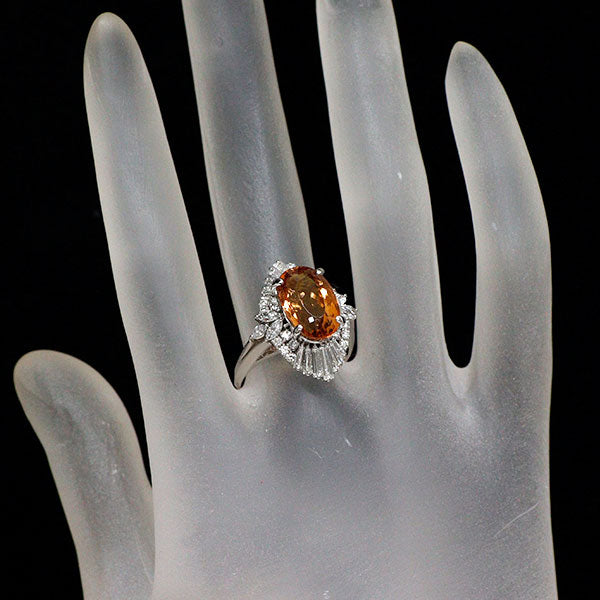 三越 Pt900 インペリアル トパーズ ダイヤモンド リング 5.93ct D1.29ct