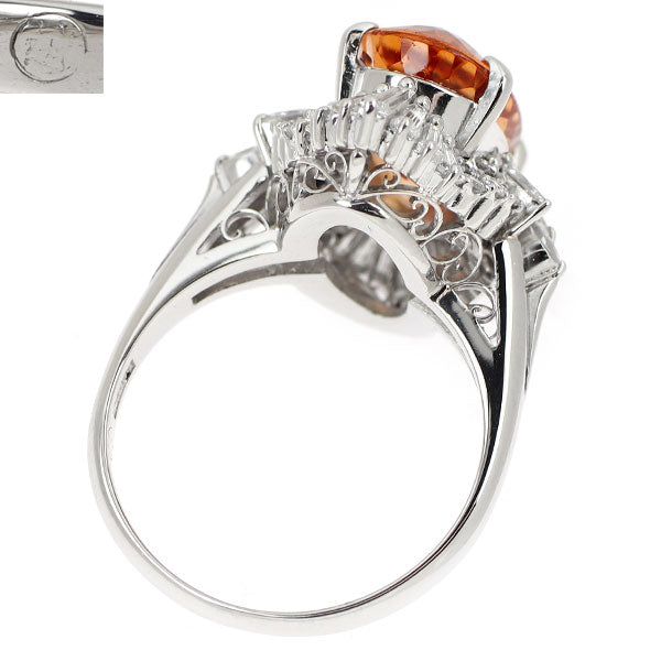 三越 Pt900 インペリアル トパーズ ダイヤモンド リング 5.93ct D1.29ct