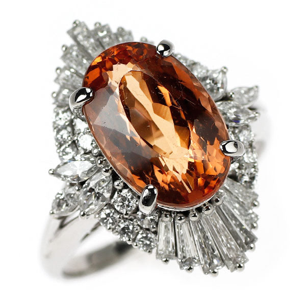 三越 Pt900 インペリアル トパーズ ダイヤモンド リング 5.93ct D1.29ct