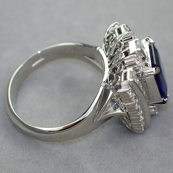 Pt900 サファイア ダイヤモンド リング 3.258ct D1.41ct