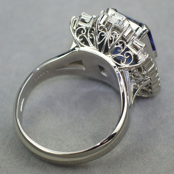 Pt900 サファイア ダイヤモンド リング 3.258ct D1.41ct