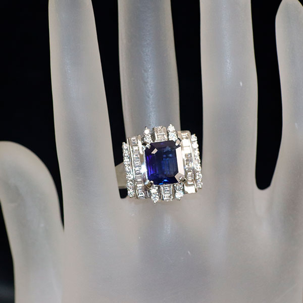 Pt900 サファイア ダイヤモンド リング 3.258ct D1.41ct
