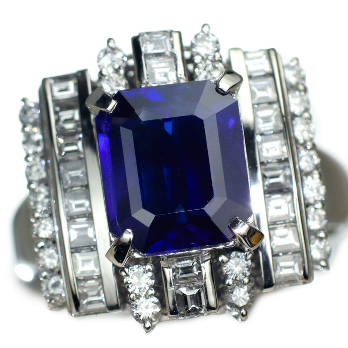 Pt900 サファイア ダイヤモンド リング 3.258ct D1.41ct