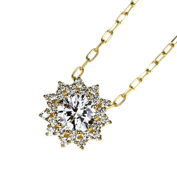 オレフィーチェ K18YG ダイヤモンド ペンダントネックレス 0.28ct クリスタル