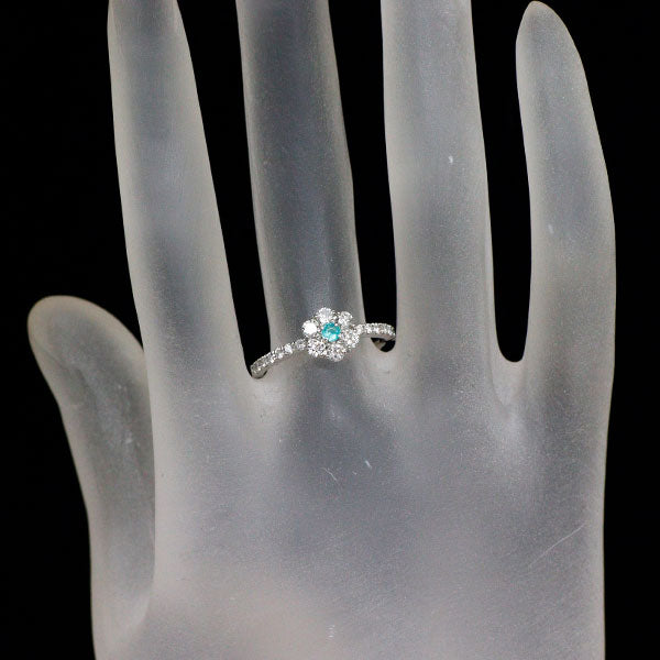 Pt950 ブラジル産 パライバトルマリン ダイヤモンド リング 0.053ct D0.52ct フラワー