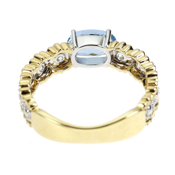 K18YG/WG アクアマリン ダイヤモンド リング 0.78ct D0.22ct