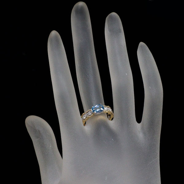 K18YG/WG アクアマリン ダイヤモンド リング 0.78ct D0.22ct