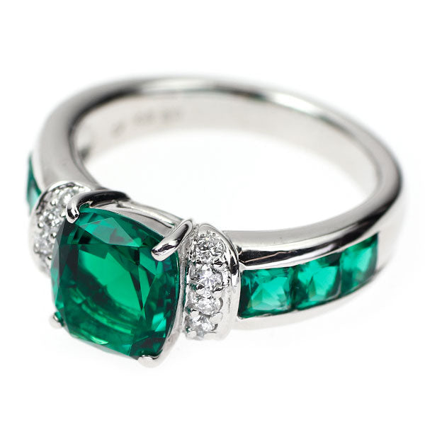 クレサンベール/京セラ K18WG 再結晶 エメラルド ダイヤモンド リング 2.30ct D0.12ct