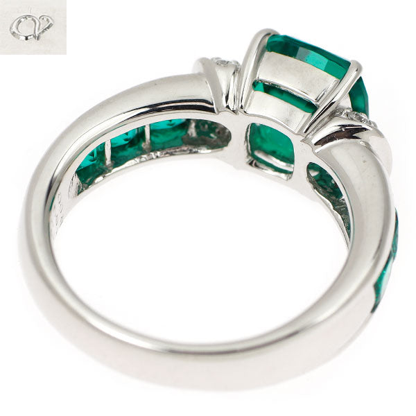 クレサンベール/京セラ K18WG 再結晶 エメラルド ダイヤモンド リング 2.30ct D0.12ct