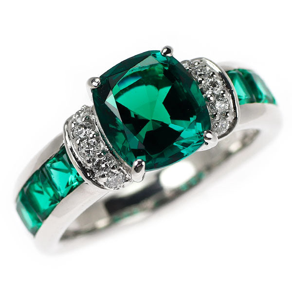 クレサンベール/京セラ K18WG 再結晶 エメラルド ダイヤモンド リング 2.30ct D0.12ct