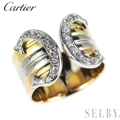 Cartier ゴールド ダイヤモンドリング 2点セット カルティエ K18YG/WG/PG シングルカット ダイヤモンド リング 2C 50号