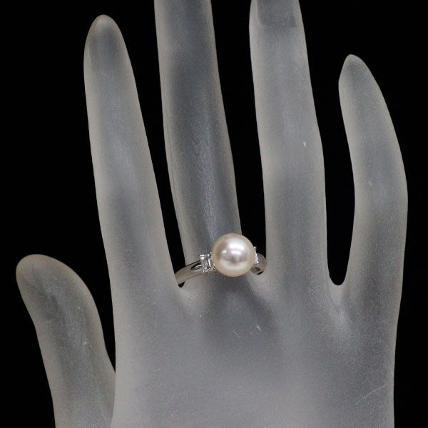 田崎真珠 Pt900 アコヤ真珠 ダイヤモンド リング 径約9.0mm D0.28ct