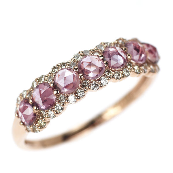 K18PG ピンクサファイア ダイヤモンド リング 0.86ct D0.20ct