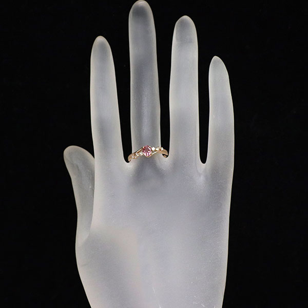 K18PG パパラチアサファイア ダイヤモンド リング 0.422ct D0.07ct
