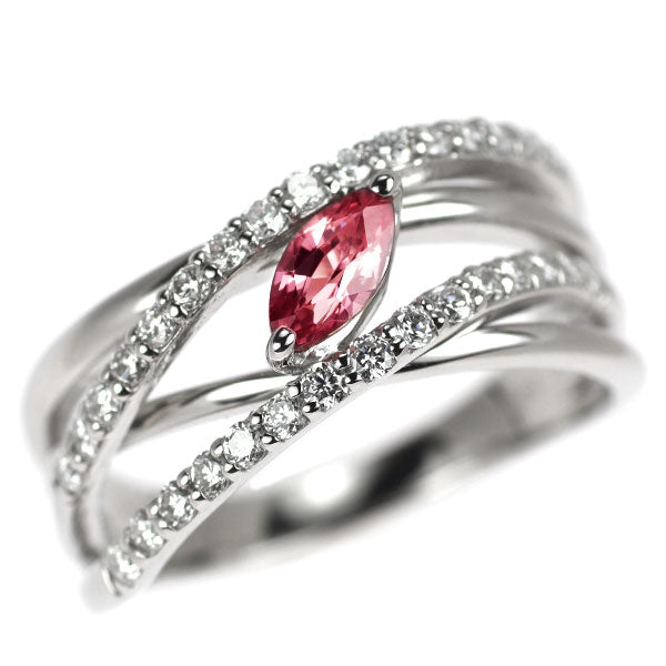 Pt900 パパラチア サファイア ダイヤモンド リング 0.357ct D0.36ct 希少