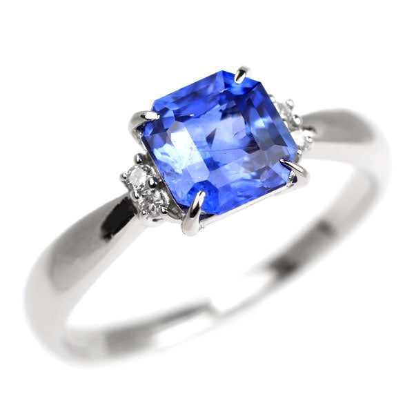 Pt900 サファイア ダイヤモンド リング 1.54ct D0.04ct