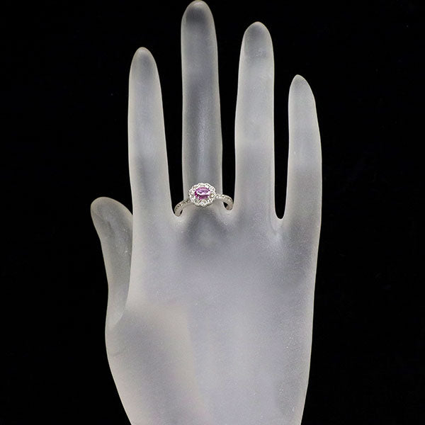 Pt950 パパラチアサファイア ダイヤモンド リング 0.31ct D0.34ct