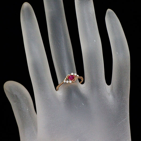 K18PG ルビー ダイヤモンド リング 0.28ct D0.09ct
