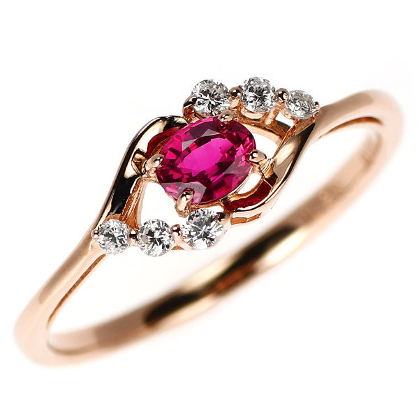 K18PG ルビー ダイヤモンド リング 0.28ct D0.09ct