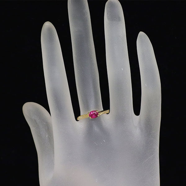 K18YG ルビー ダイヤモンド リング 0.62ct D0.09ct